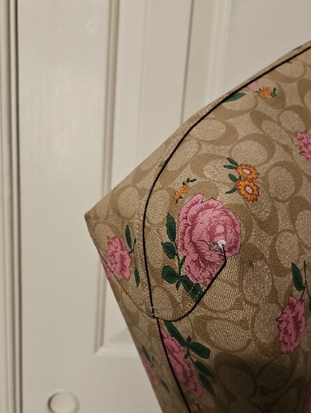 Coach EUC Signature City Tote Floral with Pink Trim, Reversible - Picture 5 of 13